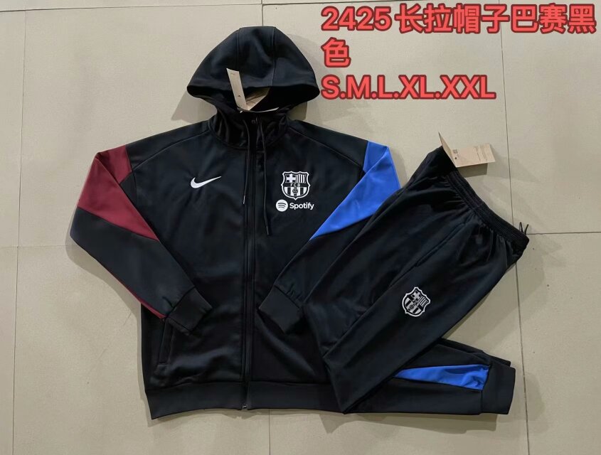 AAA Quality Barcelona 24/25 Hoodie Tracksuit - Black/Blue/Red